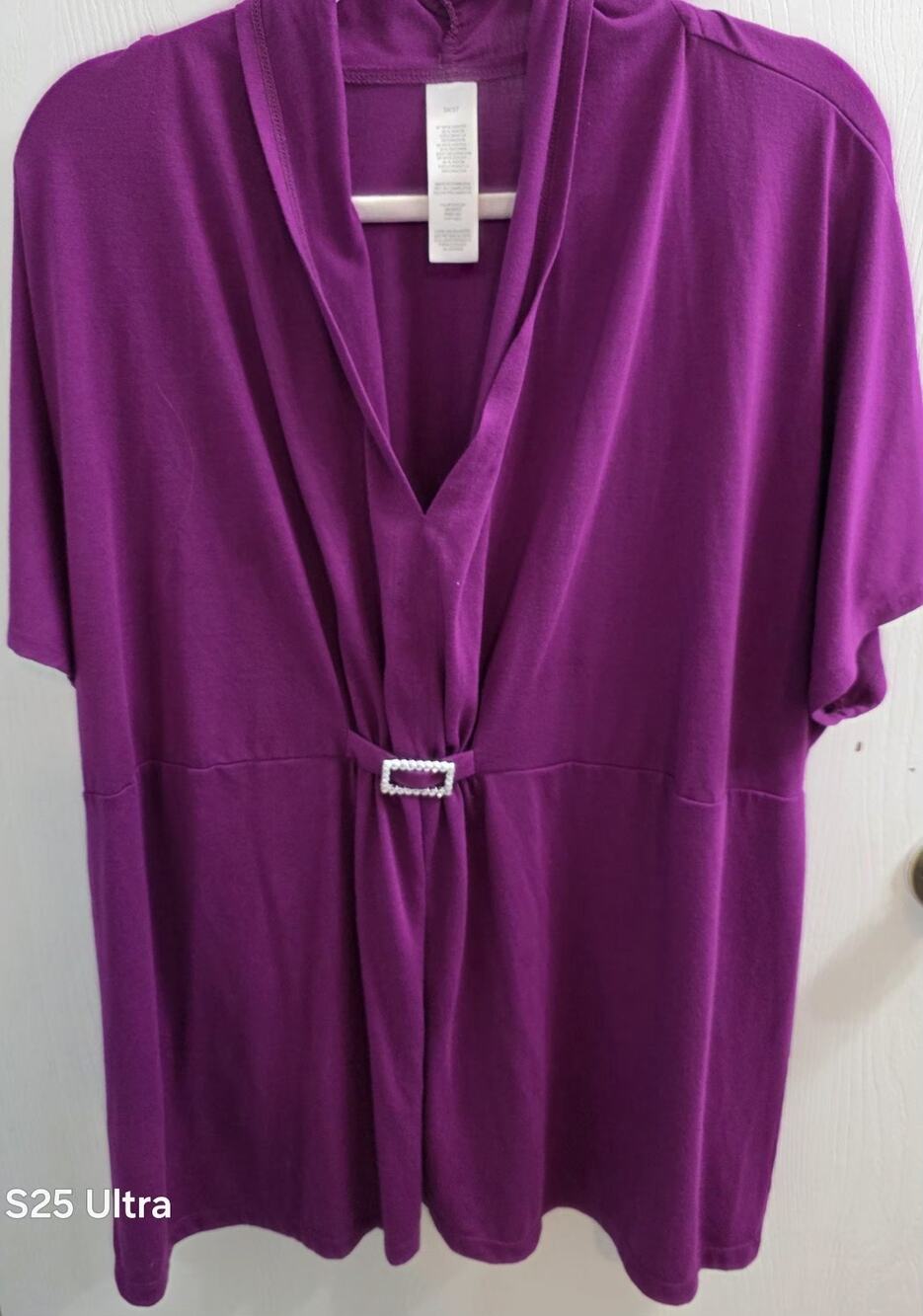 Womans Plus Size Top‎ 3X/3T Purple Violet Plum Short Sleeve Empire Waist